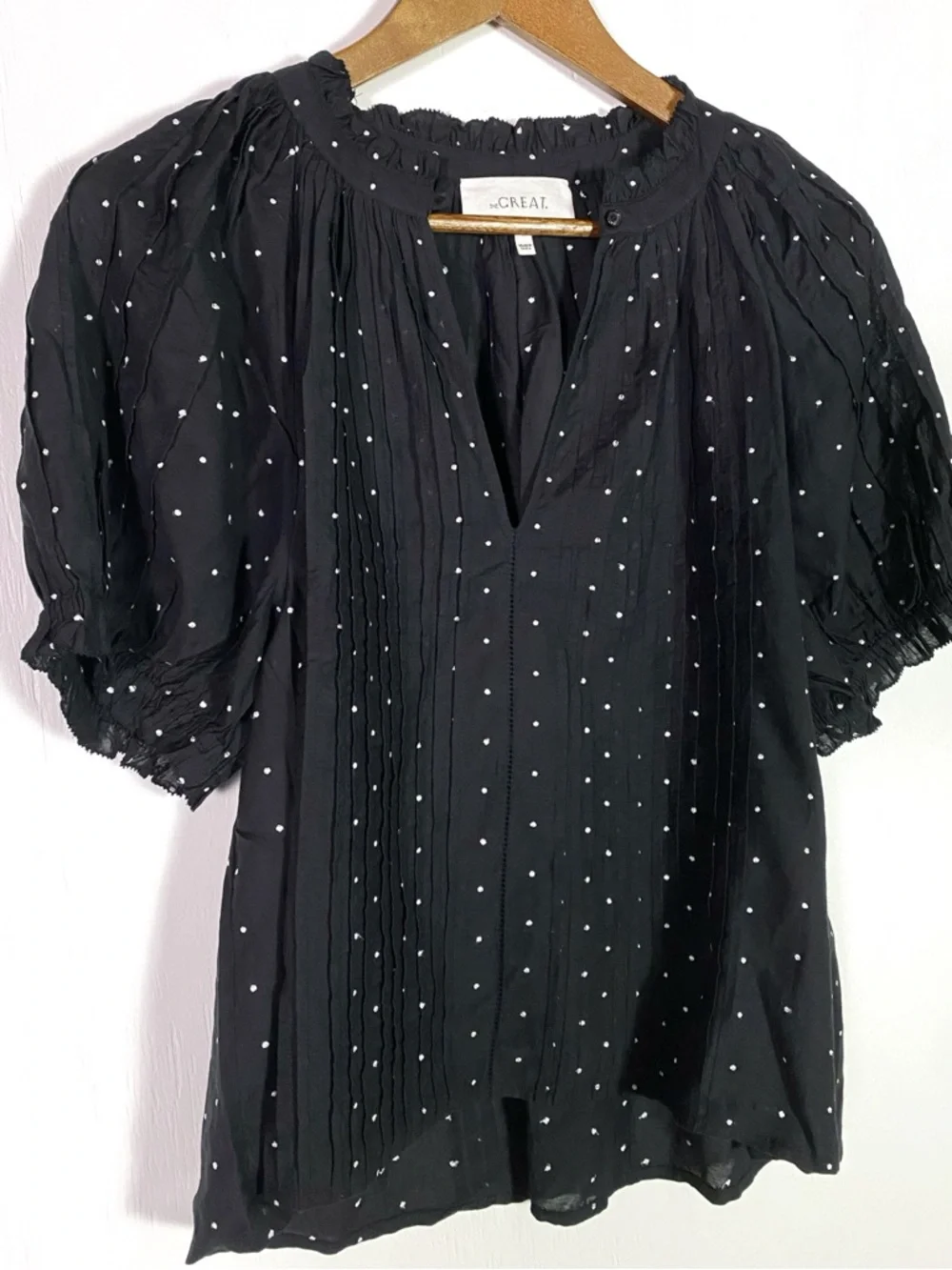 The Great Starling Top Blouse Black Polka Dot - Picture 3 of 6